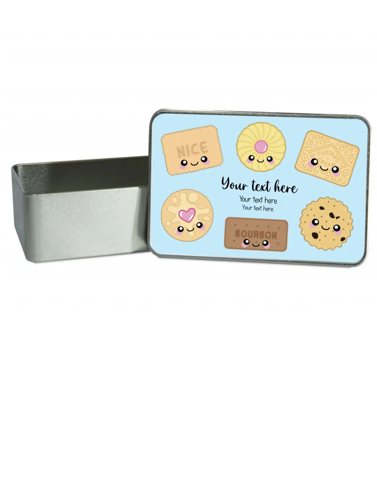 Personalised Biscuits Your Text and Background Colour Storage Gift Tin
