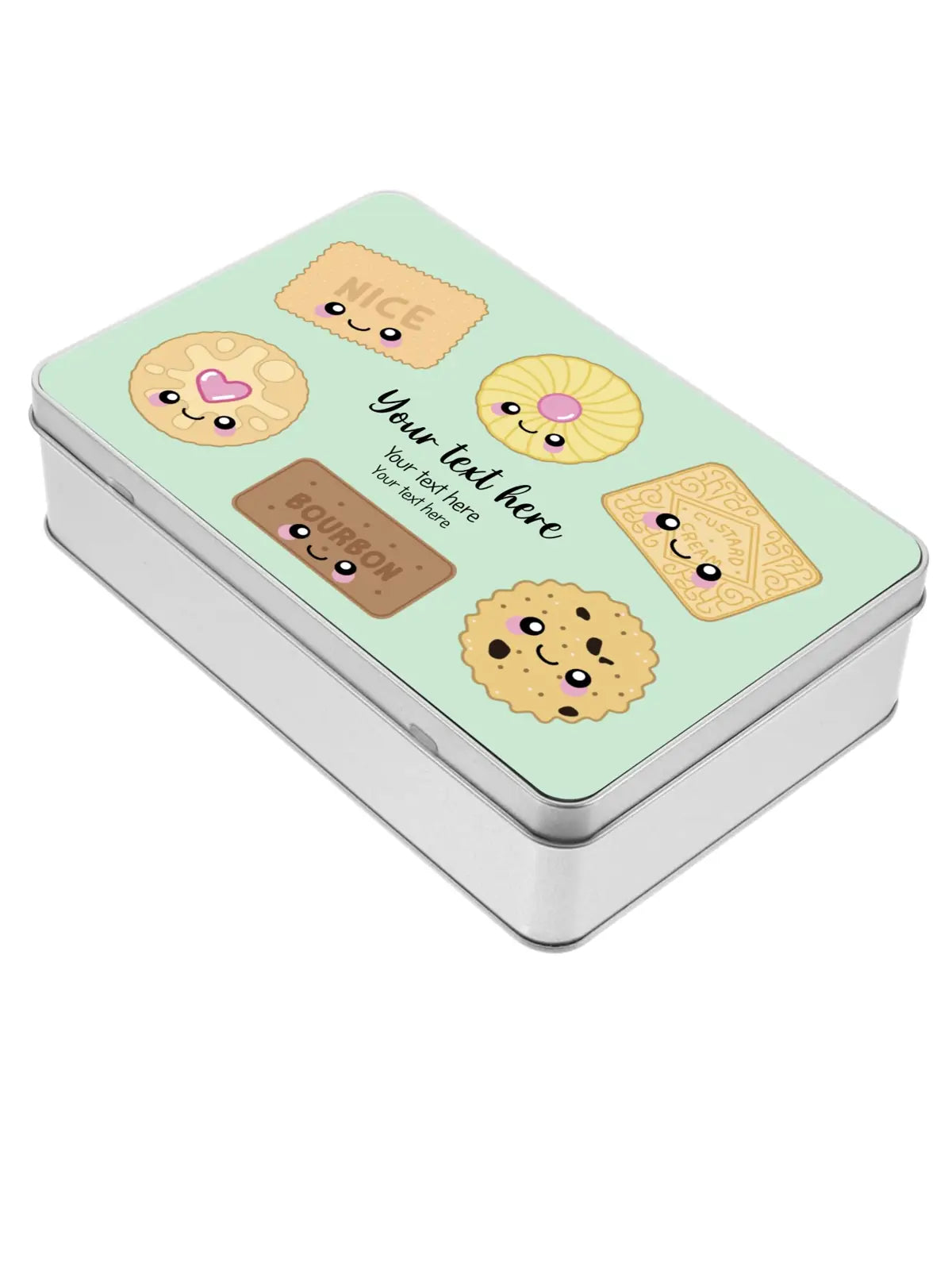 Personalised Biscuits Your Text and Background Colour Storage Gift Tin