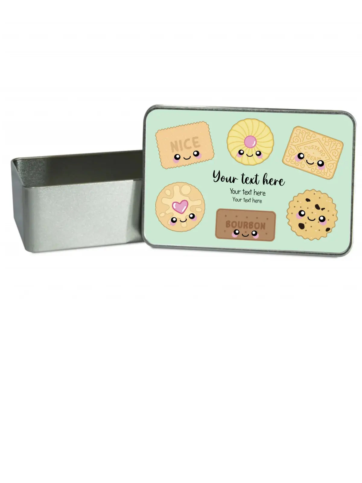 Personalised Biscuits Your Text and Background Colour Storage Gift Tin