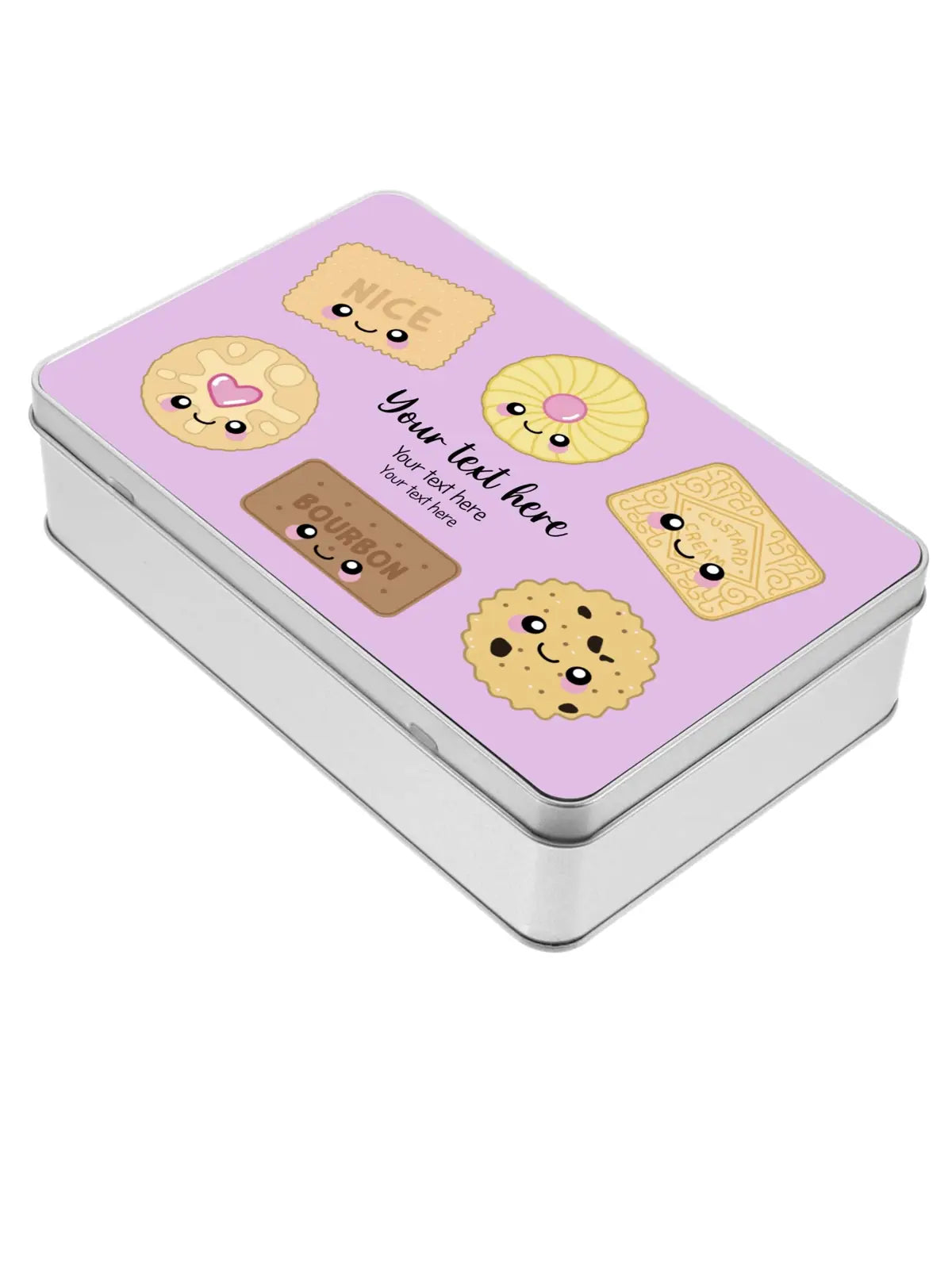 Personalised Biscuits Your Text and Background Colour Storage Gift Tin