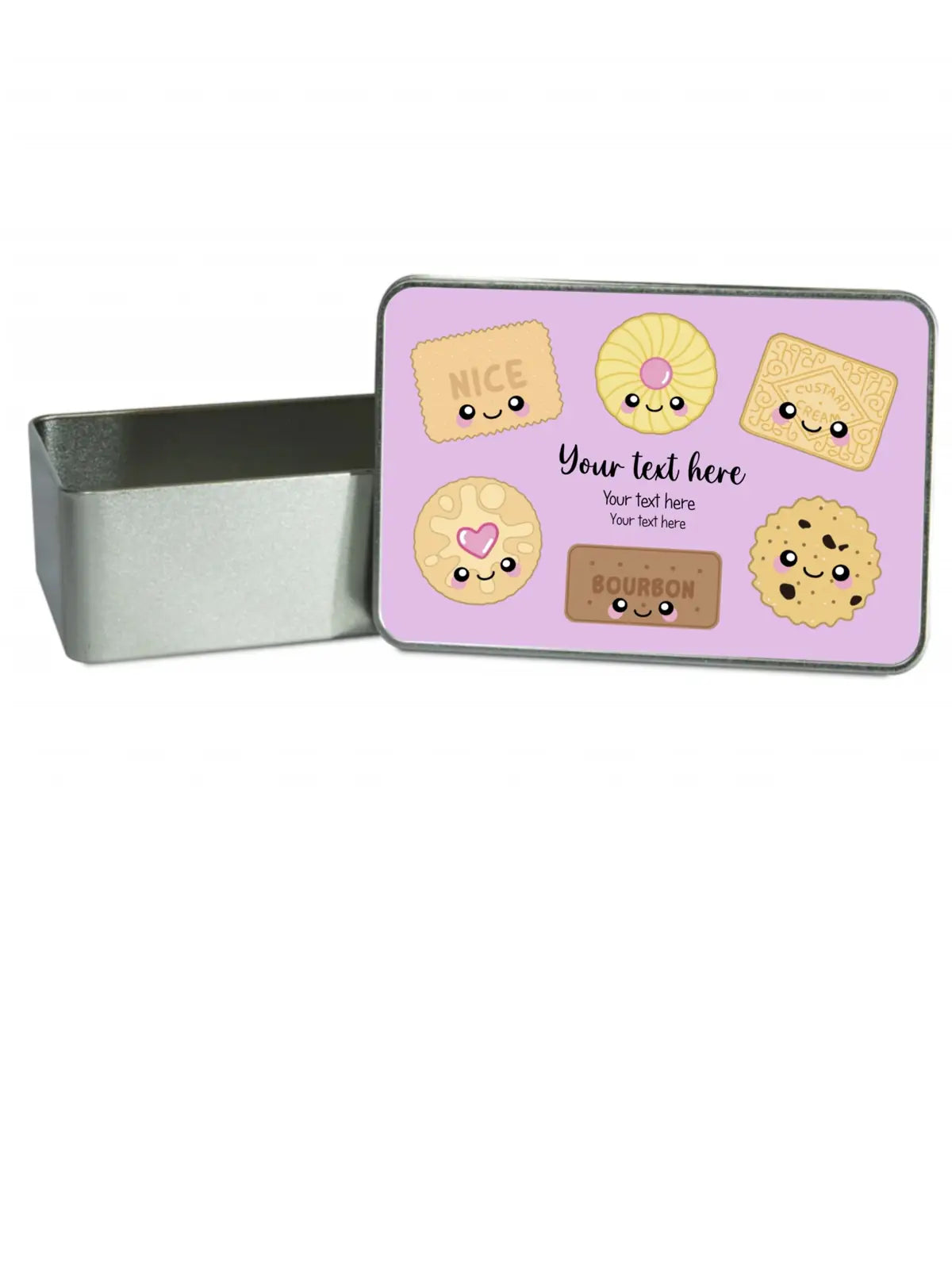 Personalised Biscuits Your Text and Background Colour Storage Gift Tin