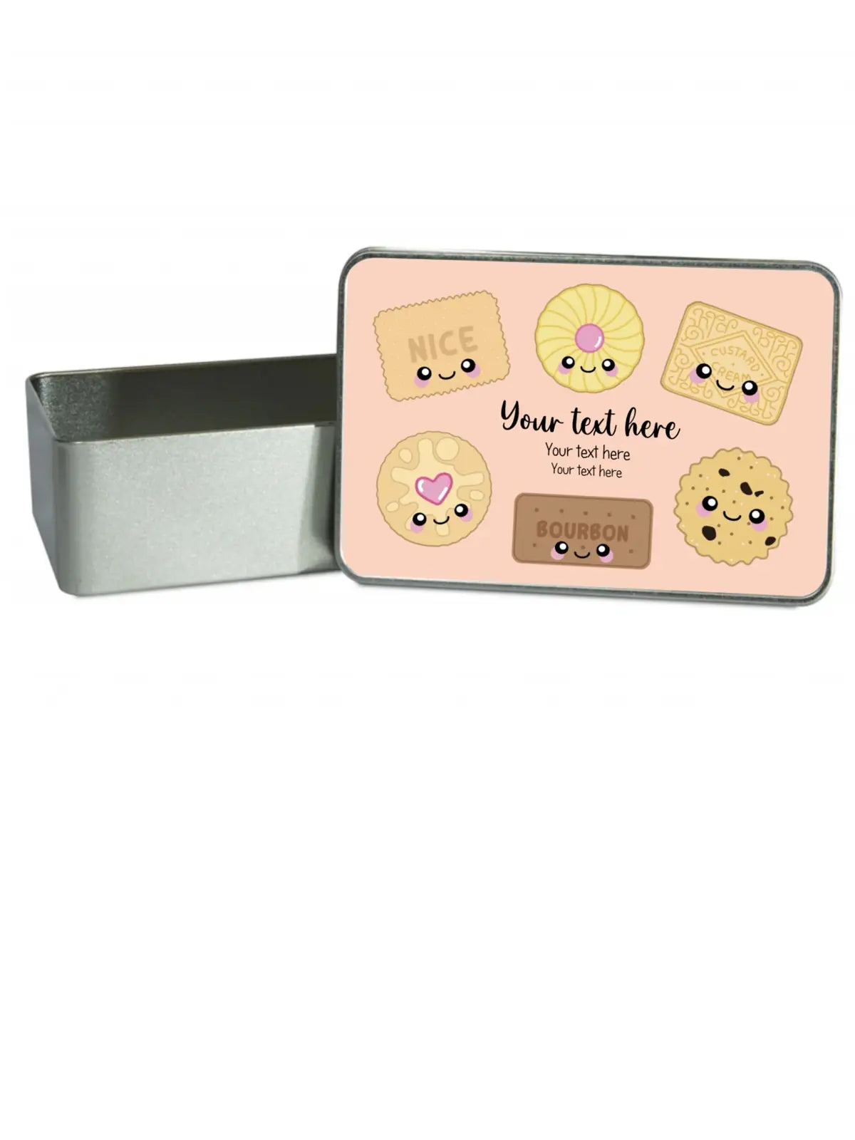 Personalised Biscuits Your Text and Background Colour Storage Gift Tin