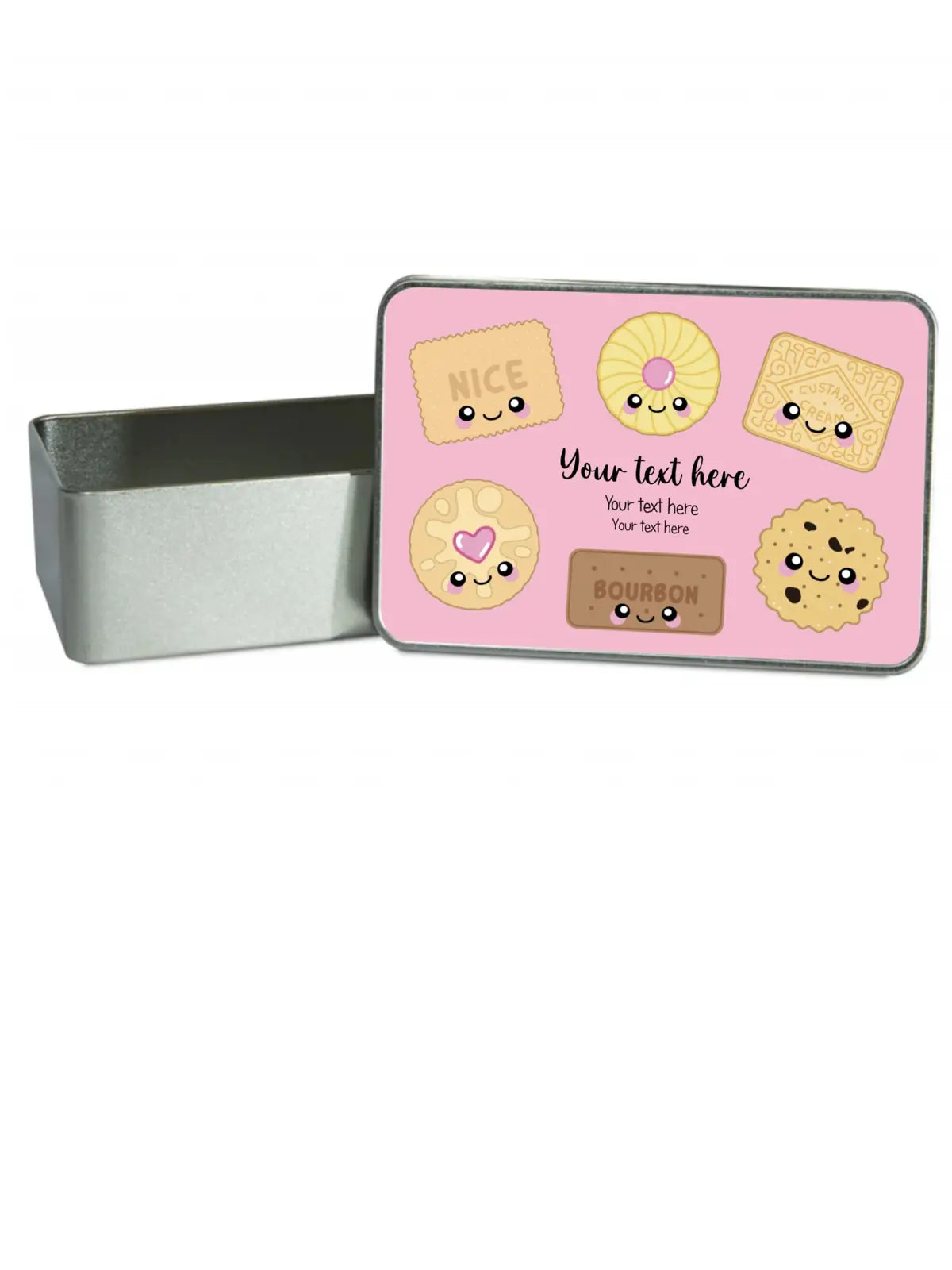 Personalised Biscuits Your Text and Background Colour Storage Gift Tin