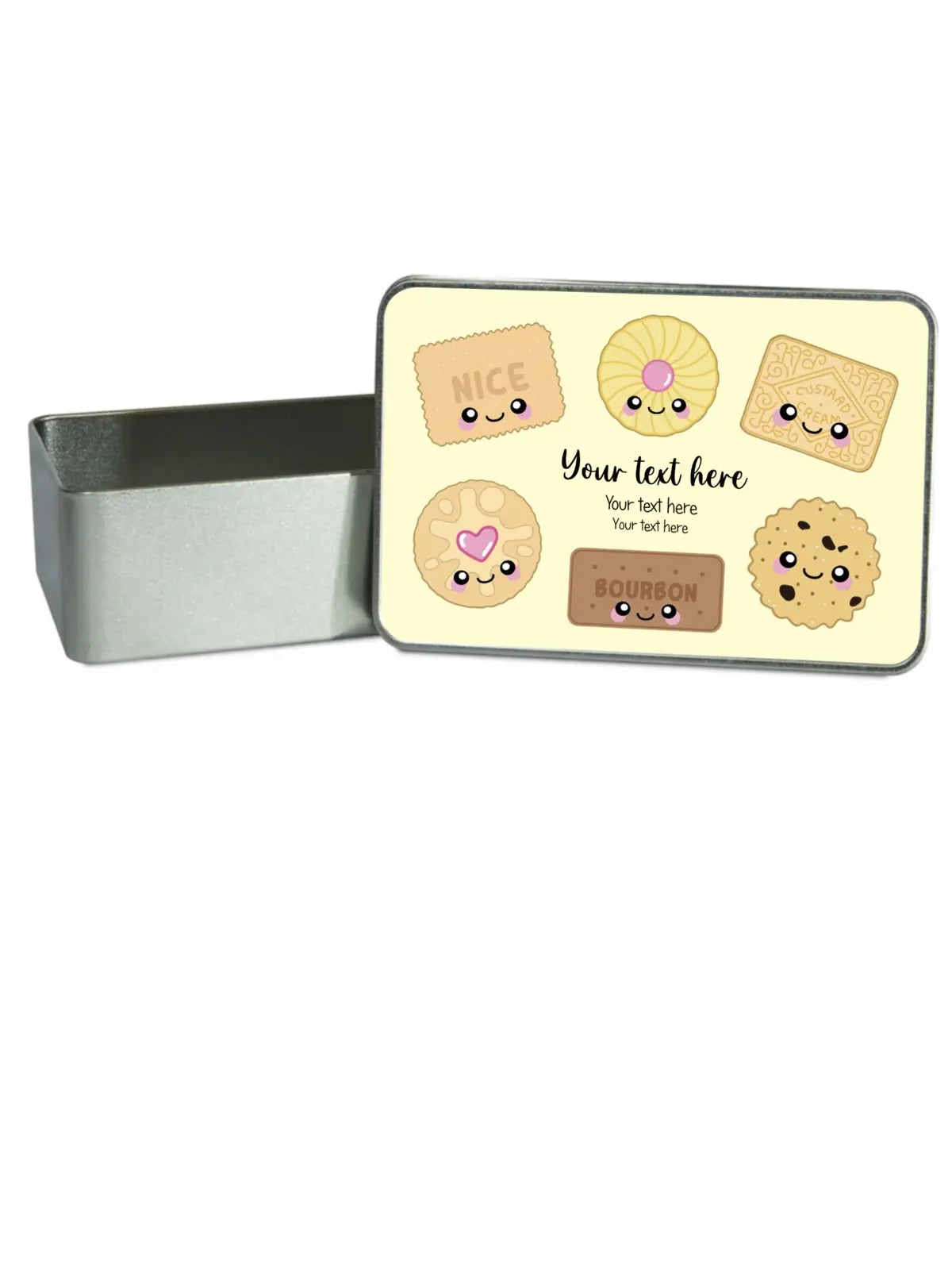 Personalised Biscuits Your Text and Background Colour Storage Gift Tin